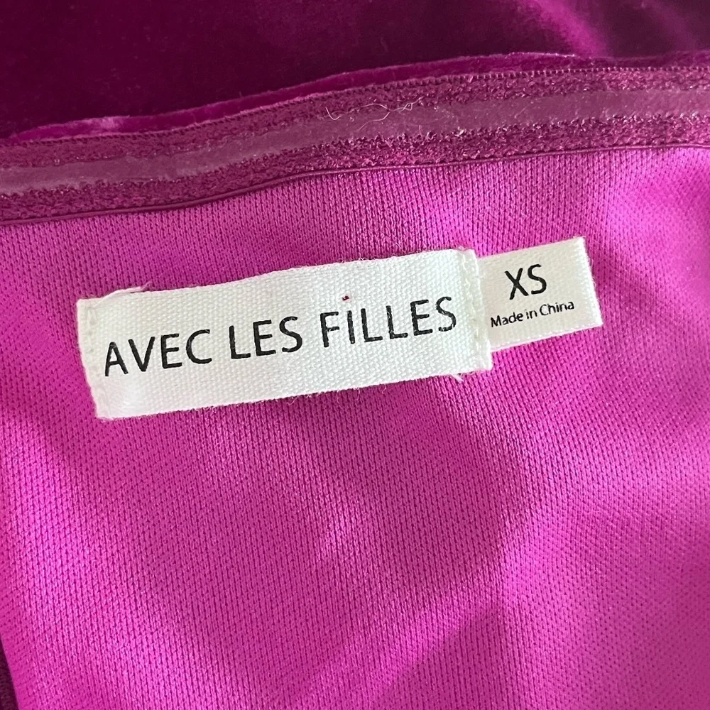 AVEC LES FILLES x ANTHROPOLOGIE | Velvet CutOut Bow Mini Dress Fuchsia | Size XS